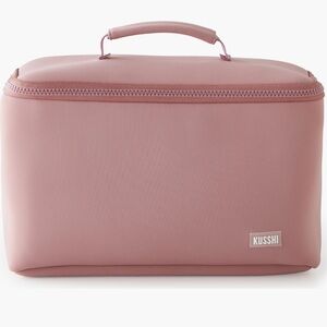 KUSSHI Large Neoprene Train Case makeup bag Mauve Stone Large